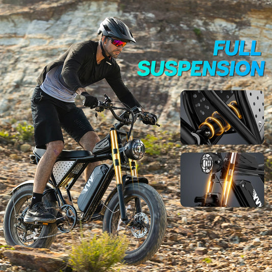 YVY K20 Lite 48V electric fat tire bike with 20-inch wheels and 7-speed gearing