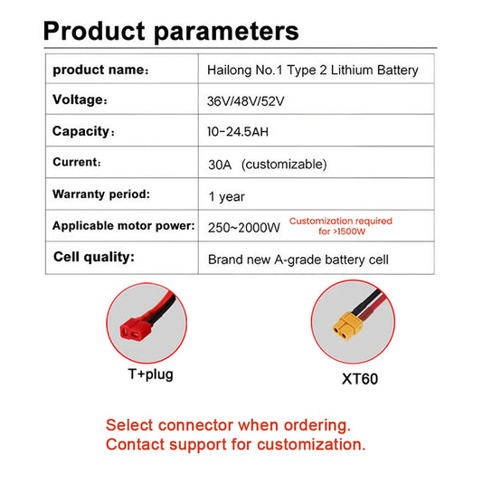 Hailong Long-Range E-Bike Replacement Battery Pack
