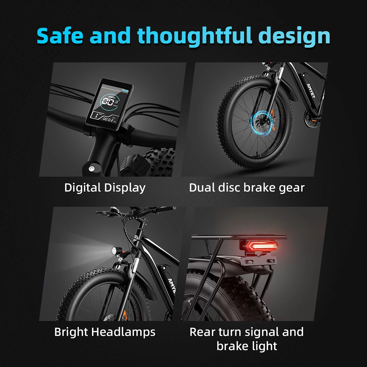 AMYET Electric Road Bicycle Long Range 48V 15Ah FOB Factory Price 26 Inch Fat Tire Mountain Ebike Commuting Bike