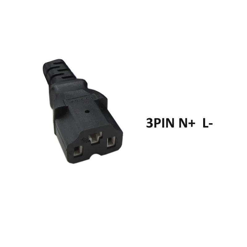A black 3-pin N+ and L- power plug connector shown on a plain white background with the text '3PIN N+ L-' printed to the right.