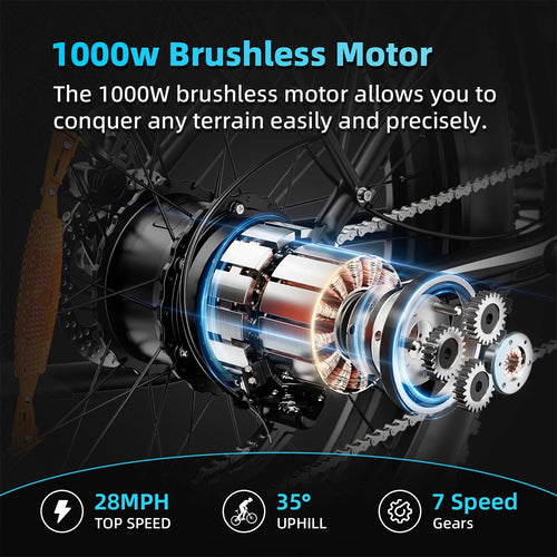 1000W brushless motor with technical specifications on a dark background