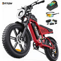Red electric bike with accessories on a white background