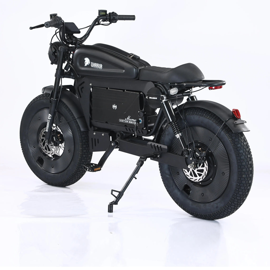Black motorcycle on a white background