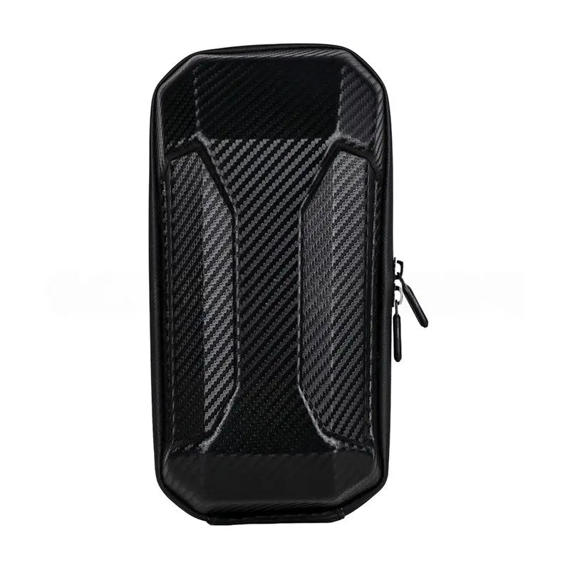 A black zippered protective case with a carbon fiber pattern texture, shown against a plain white background.