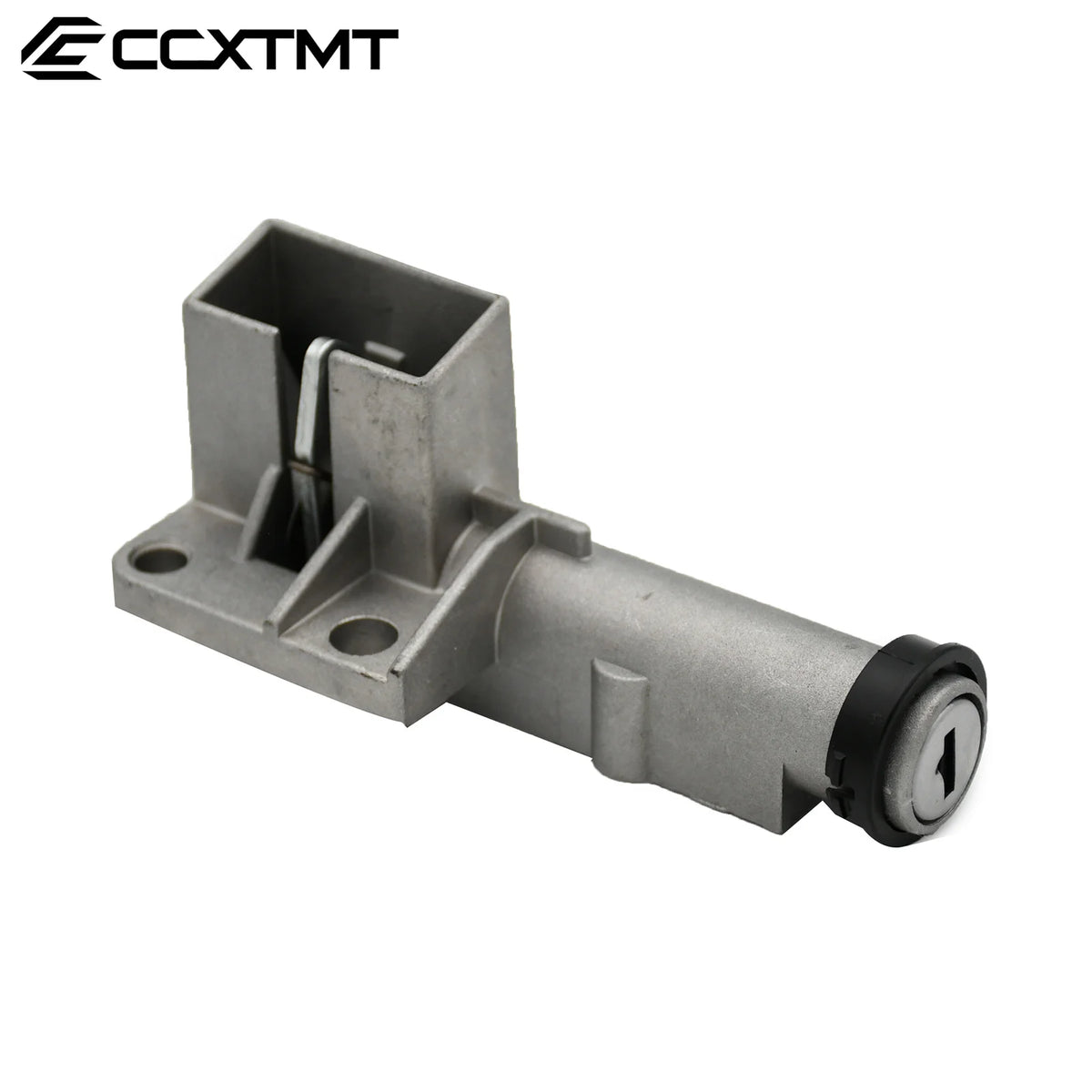 Metal mechanical component with black rubber bushing on a white background, featuring the brand 'CCXTMT'.