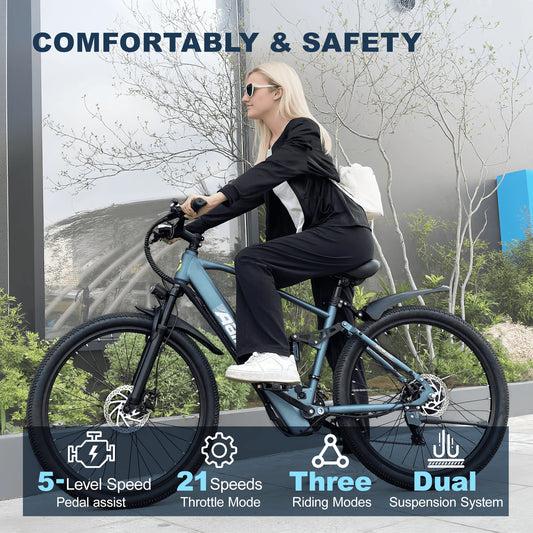 🔥 BUY ONE, GET ONE FREE eBIKE DEAL 🔥750W Peak Full-Suspension Electric Mountain Bike