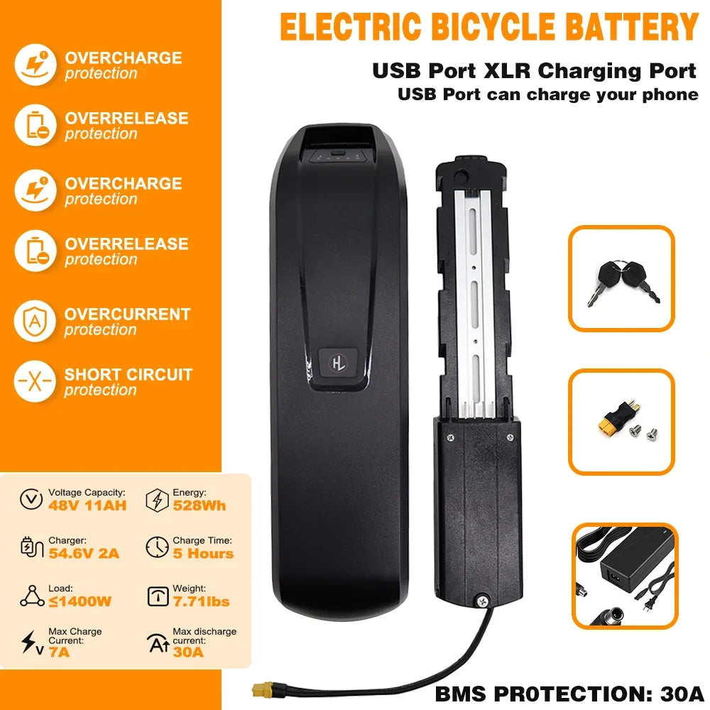 48V Ebike Battery 20Ah 15Ah 10Ah 250W 1000W 1800W