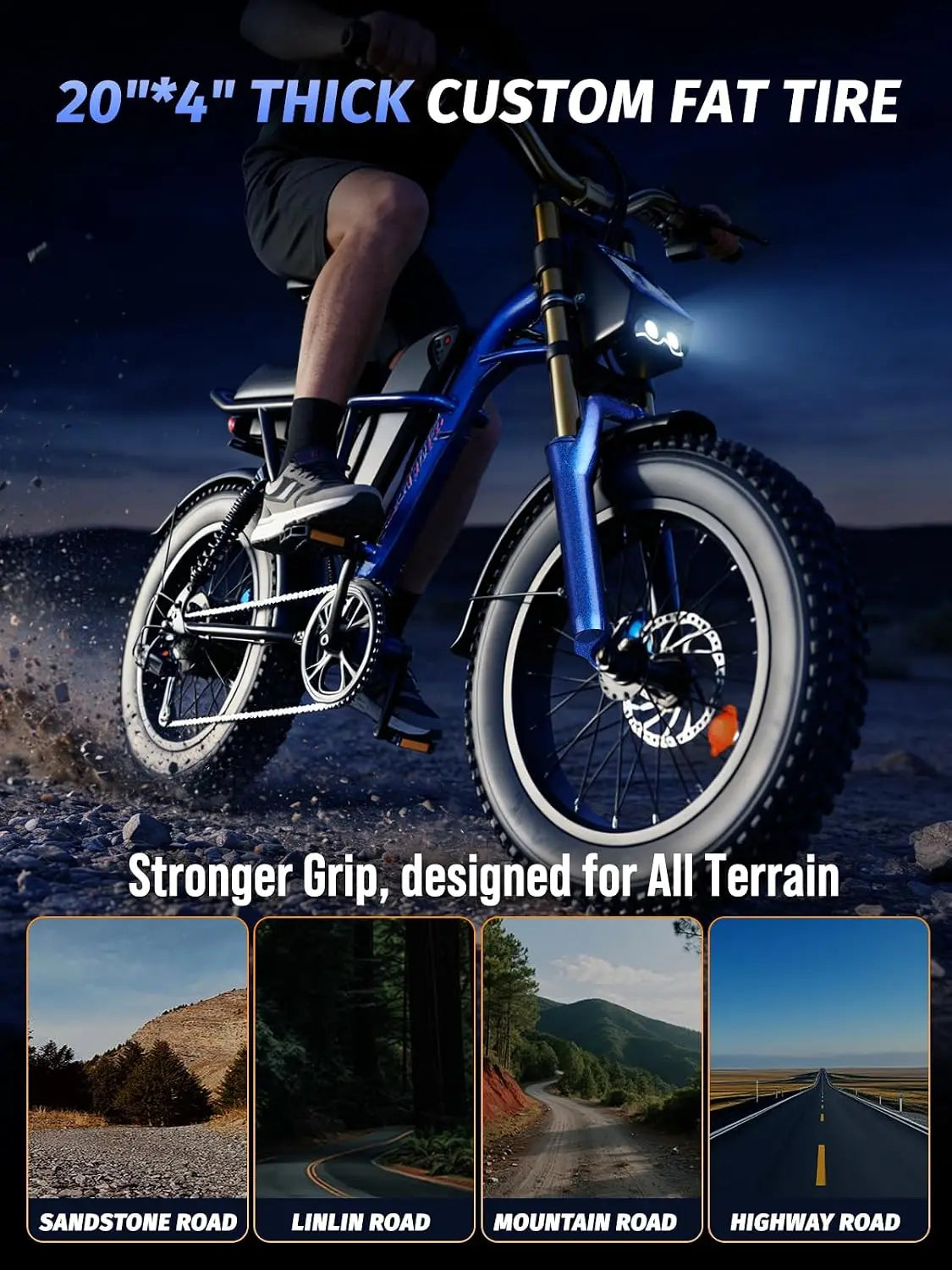 1500W Peak Electric Fat Tire Bike – 48V 15.6Ah Battery