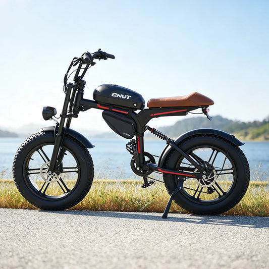 QNUT BK20 retro electric fat tire bike with 48V 18Ah removable battery and 20x4-inch tires