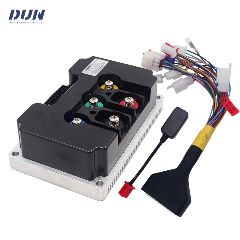 Electrical component with wiring and connectors on a white background, featuring the brand 'DUJ'.