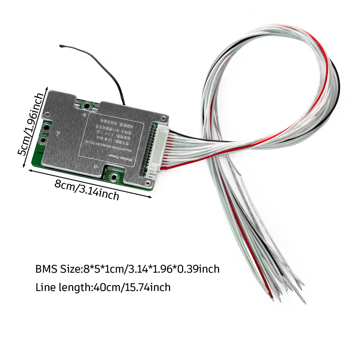 BMS (Battery Management System) module with wires on a white background