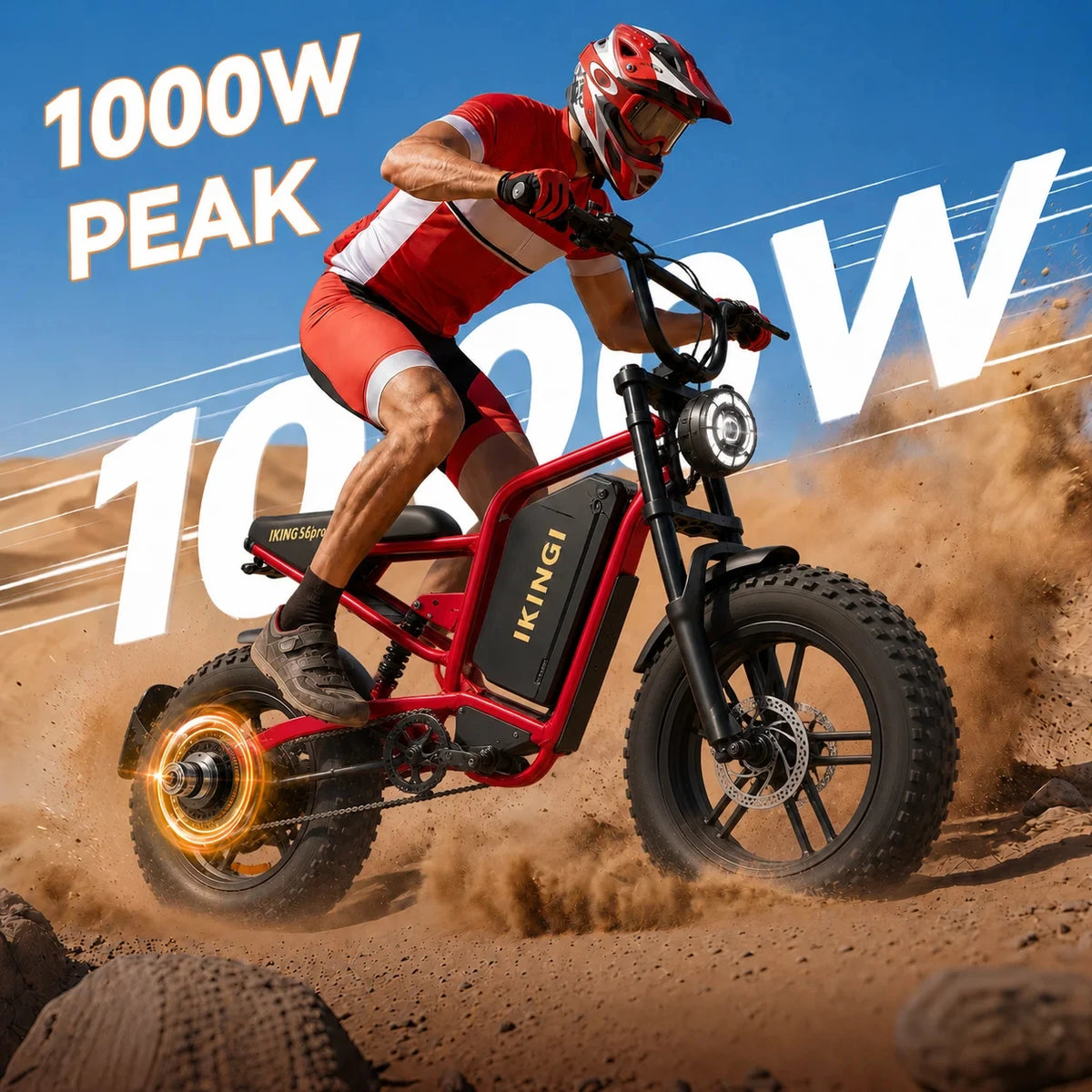1000W Peak Fat Tire Off-Road E-Bike 48V 15Ah