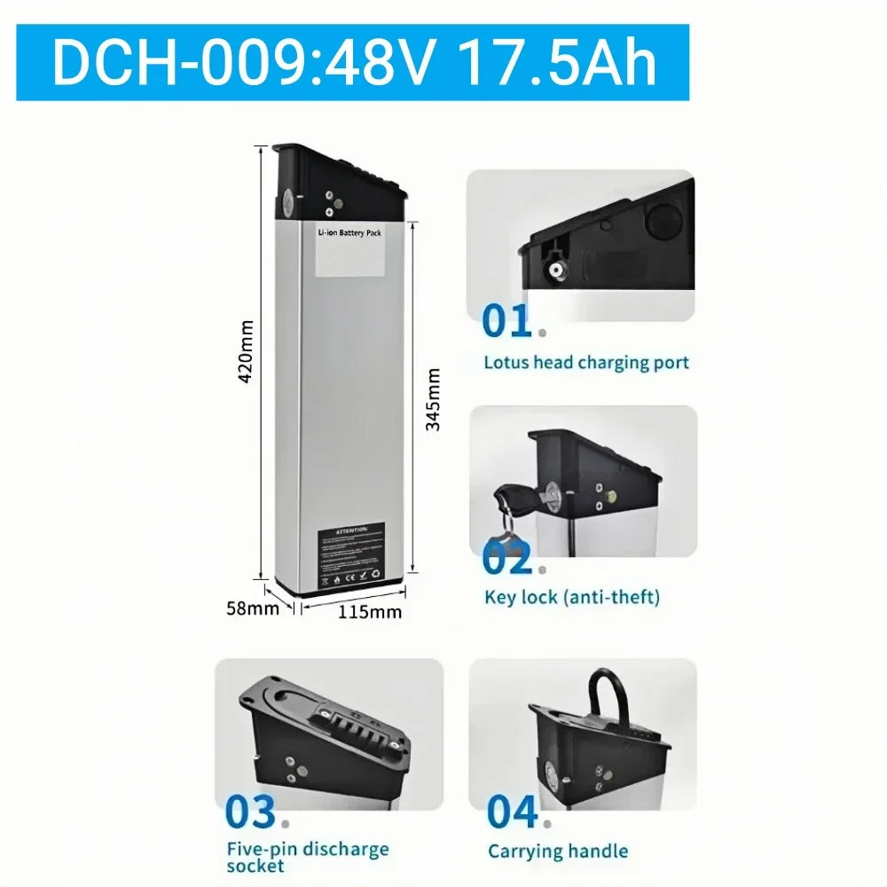 48V 52V DCH-009 E-Bike Battery