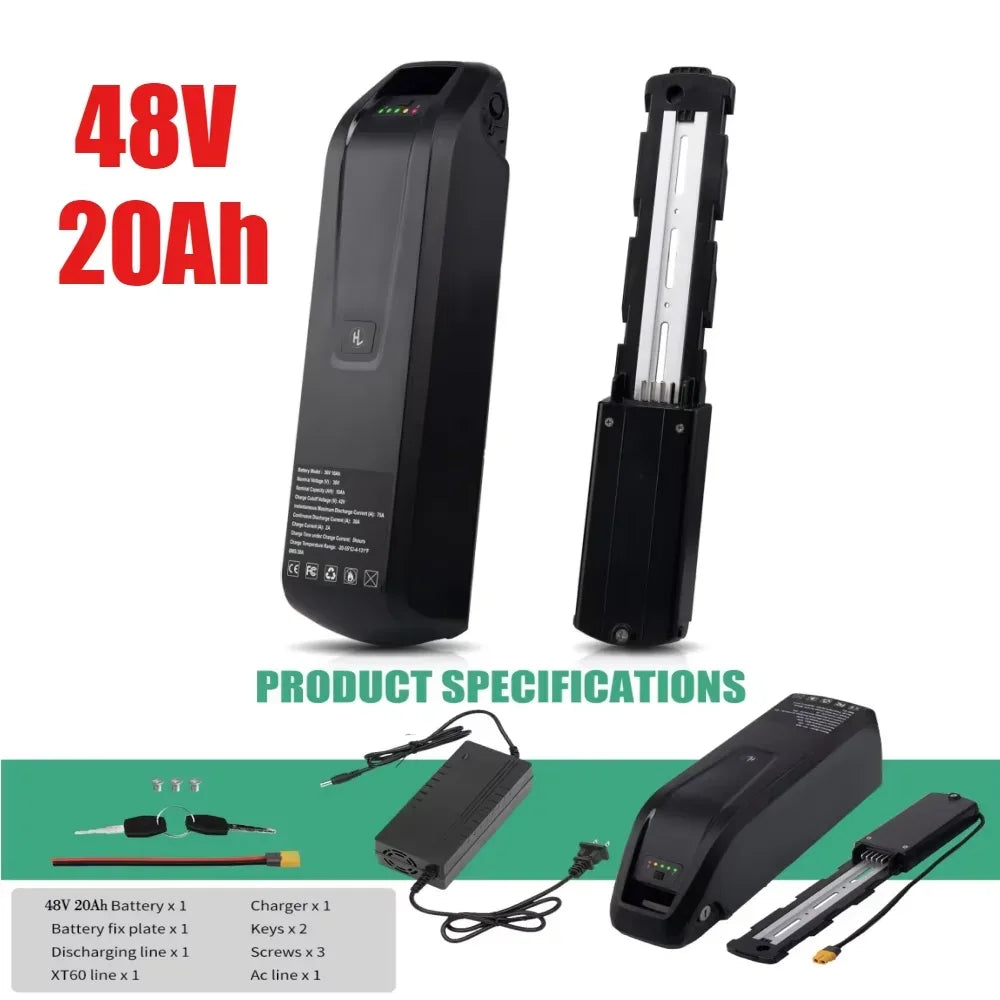 48V Ebike Battery 20Ah 15Ah 10Ah 250W 1000W 1800W