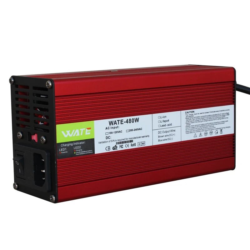 Red power supply unit with WATE branding on a white background