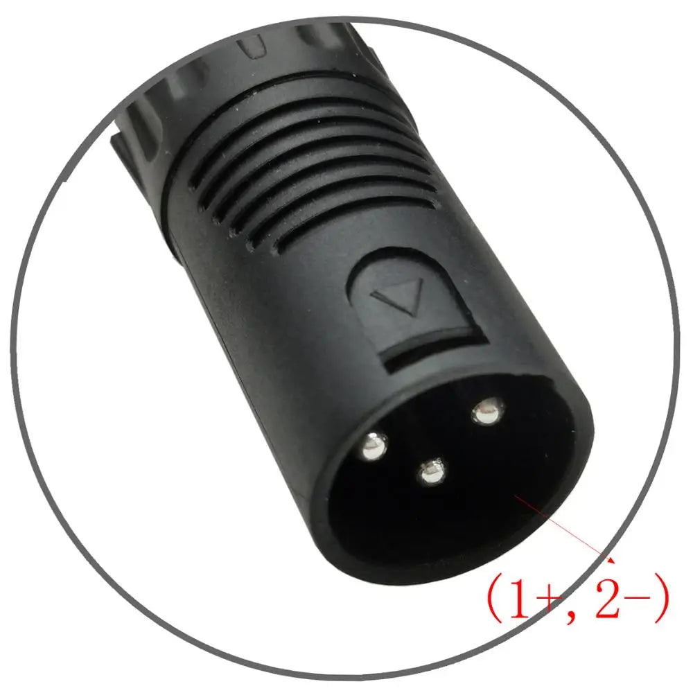 Black electrical connector with terminal markings on a white background