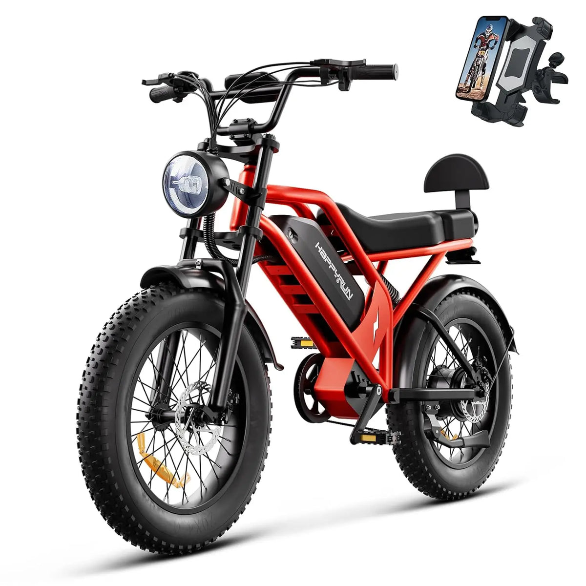 48V adult electric fat tire bike with 20x4-inch tires, 750W motor and retro-inspired commuter design