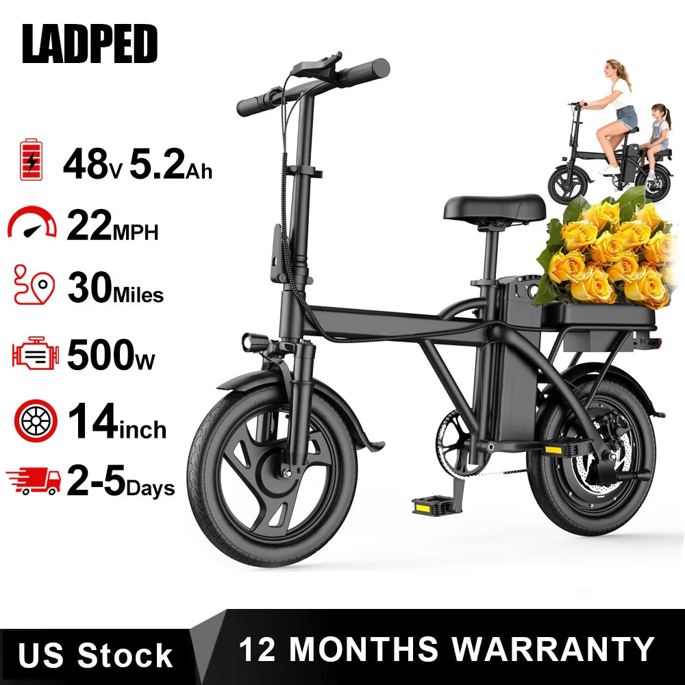 LADPED electric bike with specifications on a white background