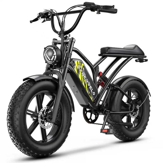 Black electric bike with visible branding on a white background