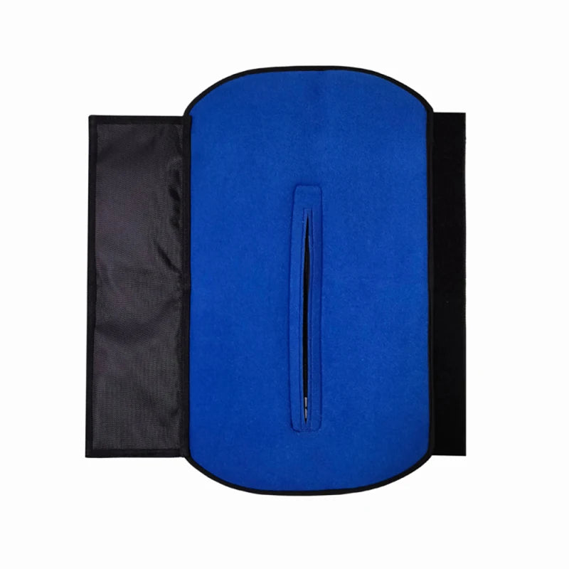Blue bag with a zipper on a white background