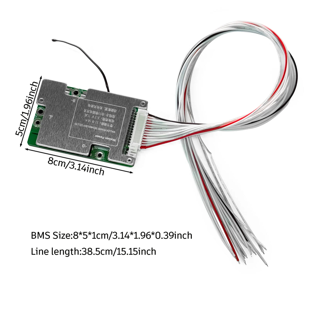 BMS (Battery Management System) module with wires on a white background