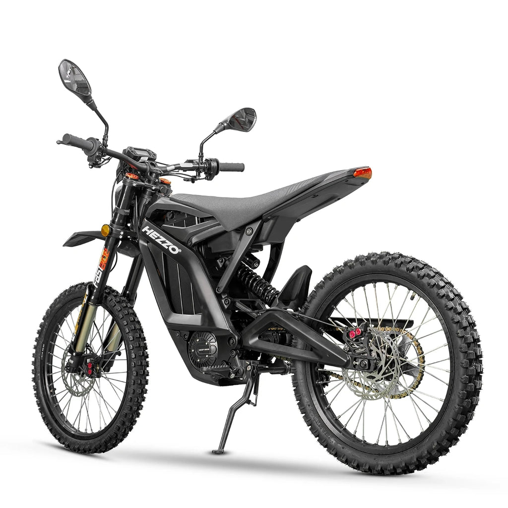 Black electric motorcycle on a white background