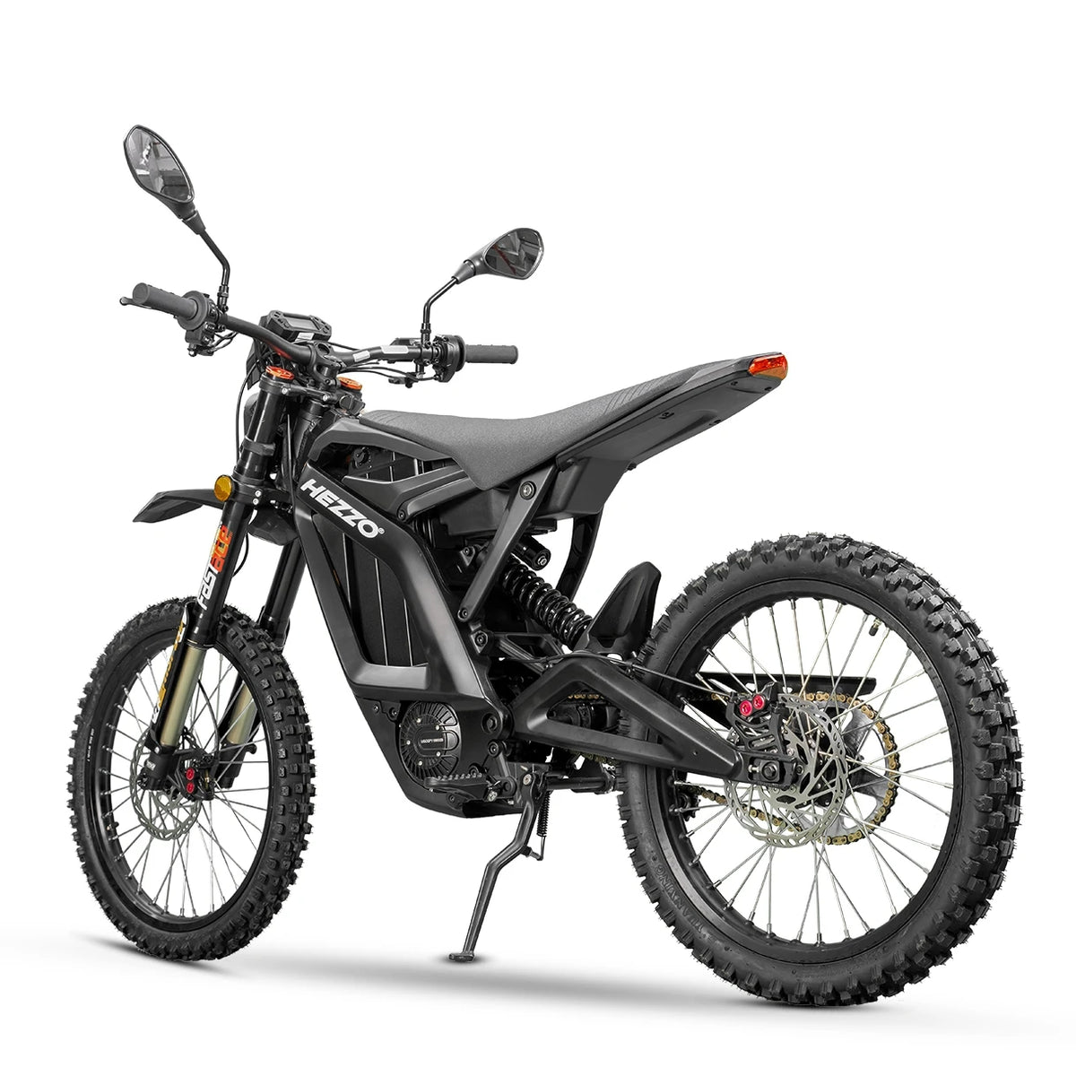 Black electric motorcycle on a white background