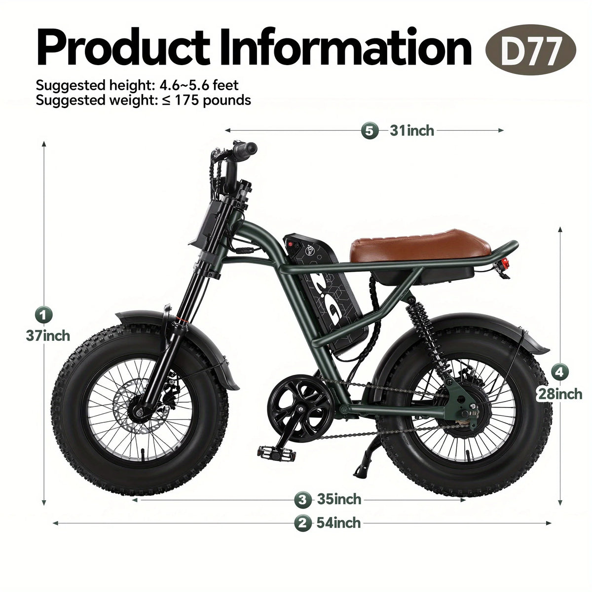 16" Full-Suspension Electric Light Motorcycle | 500W & 48V 15.6Ah
