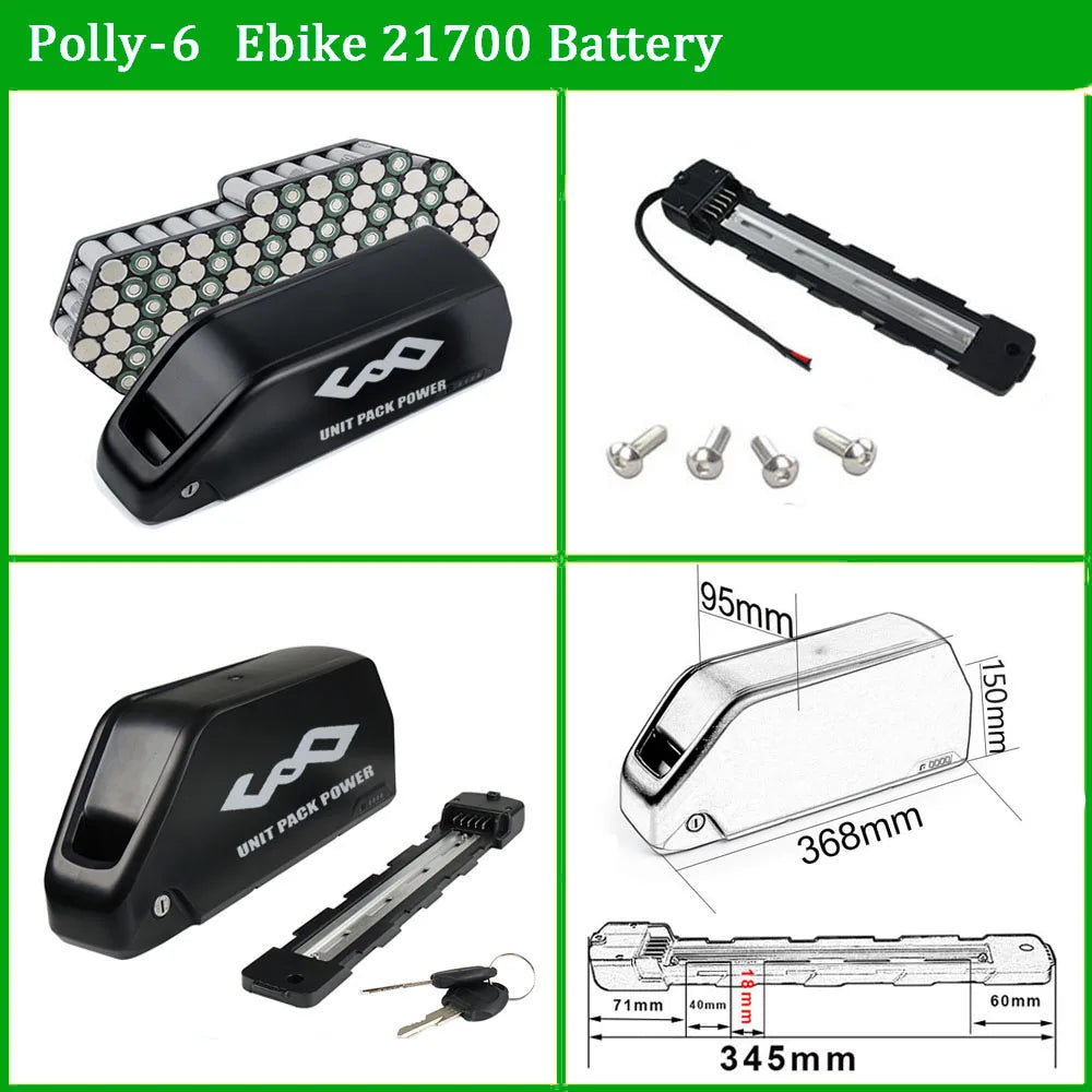 UNITPACKPOWER Polly downtube ebike battery pack with integrated key lock and 21700 Samsung cells