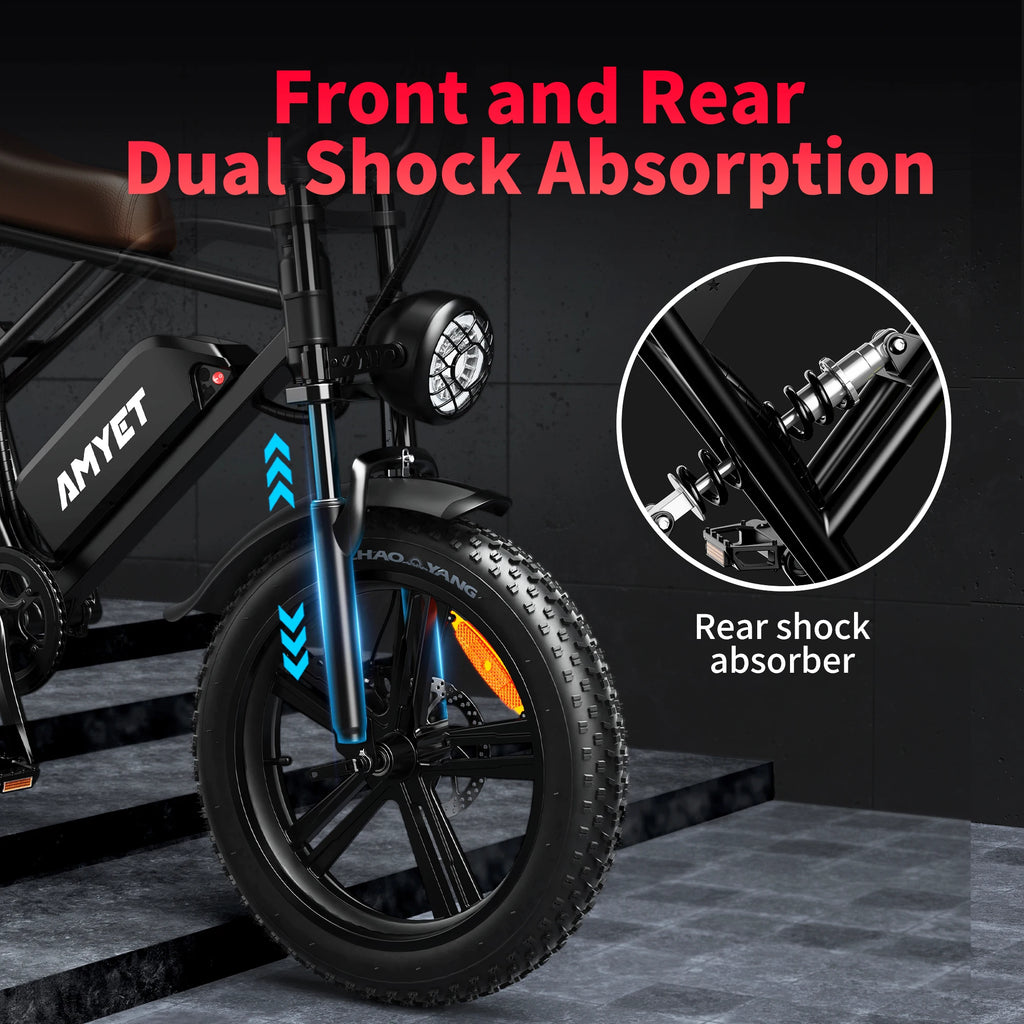 AMYET V9-G60 Electric Bike | 1000W 48V 20AH 20" Fat Tire