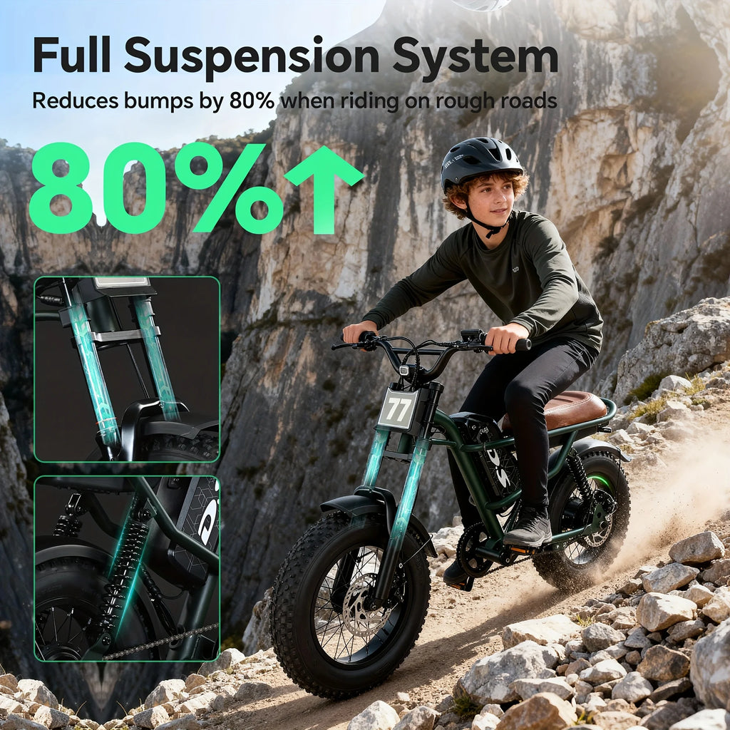 16" Full-Suspension Electric Light Motorcycle | 500W & 48V 15.6Ah
