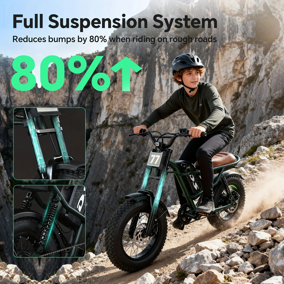 16" Full-Suspension Electric Light Motorcycle | 500W & 48V 15.6Ah