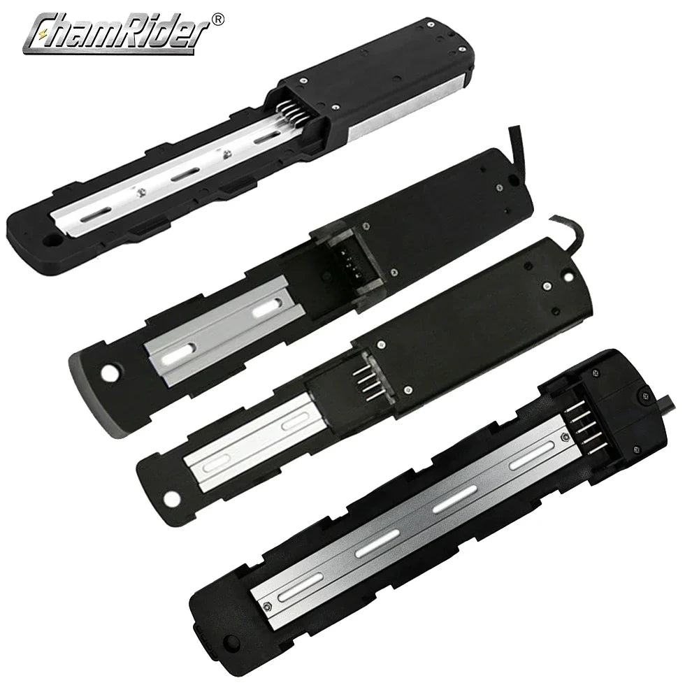 Four black and silver linear guide rails shown on a plain white background, with the ChamRider logo in the top-left corner.
