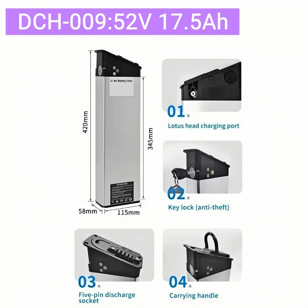 48V 52V DCH-009 E-Bike Battery