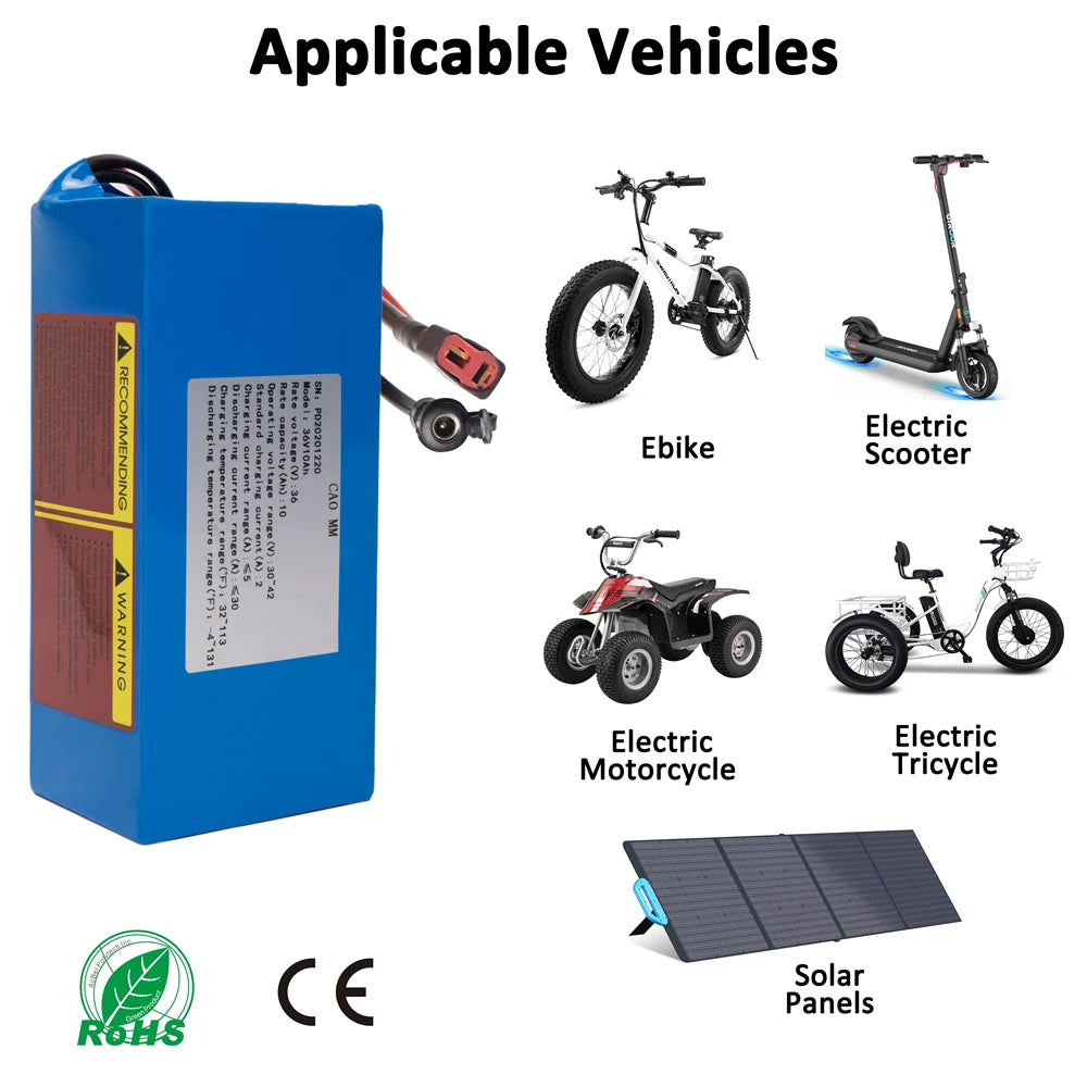 CAO MM 36V 48V 52V Waterproof E-Bike Battery | 200W-2000W Motor