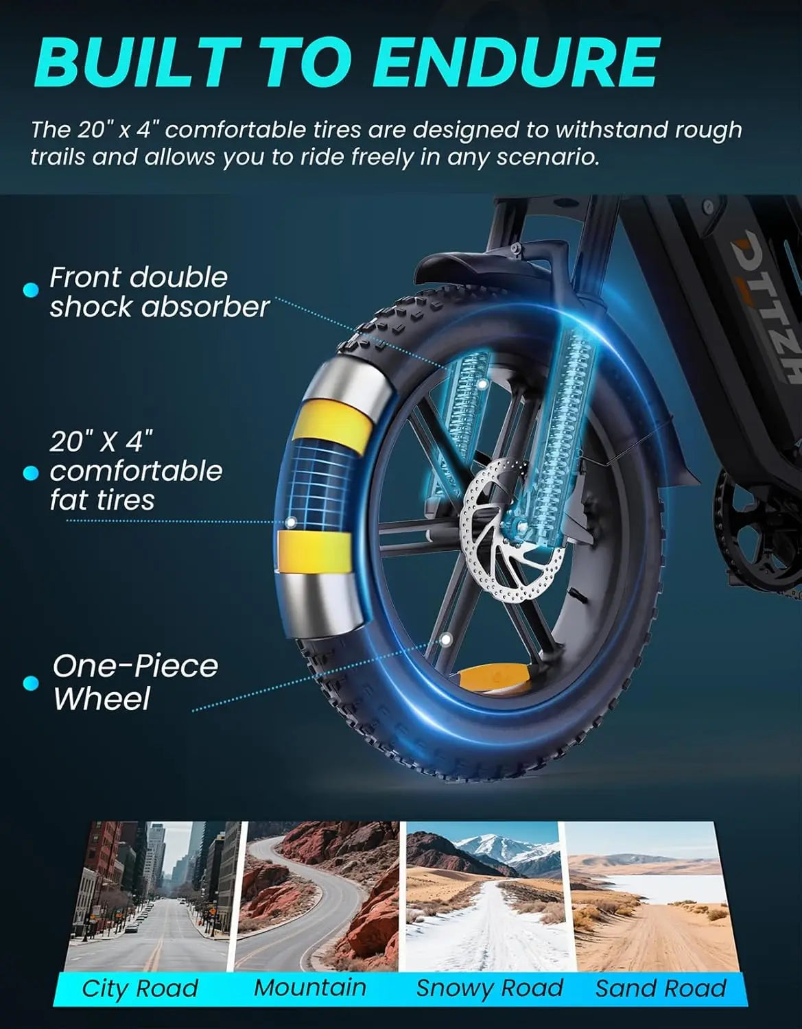 Bicycle wheel with features highlighted on a dark background