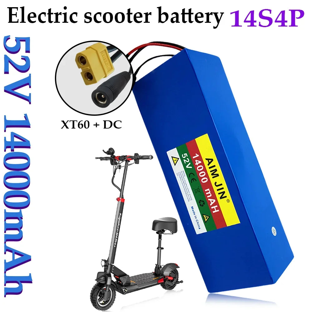 52V 18650 Lithium Battery 14S4P 14Ah with BMS