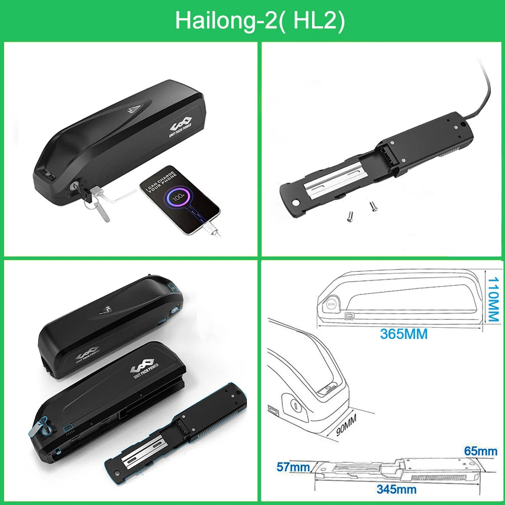 21700 High-Capacity Down-Tube Hailong E-Bike Battery