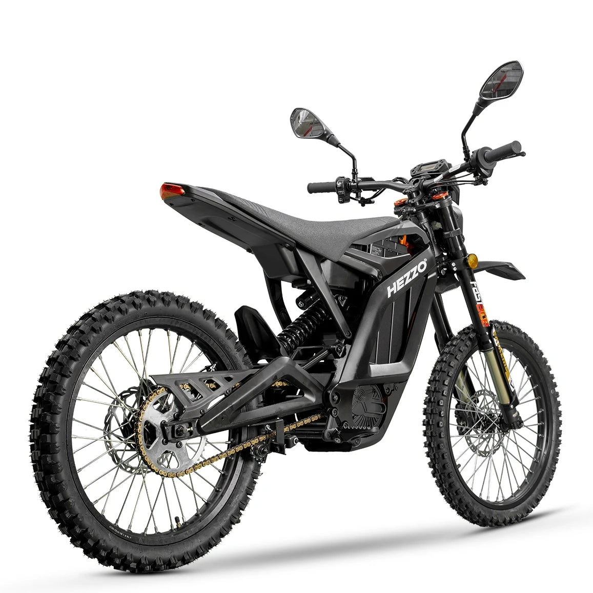 Black electric bike with 'HEZLO' branding on a white background