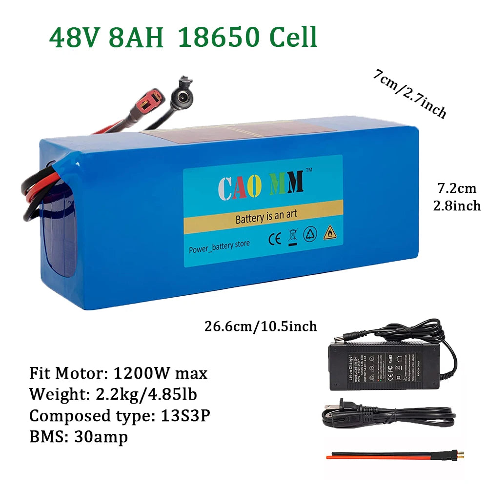 CAO MM 36V 48V 52V Waterproof E-Bike Battery | 200W-2000W Motor