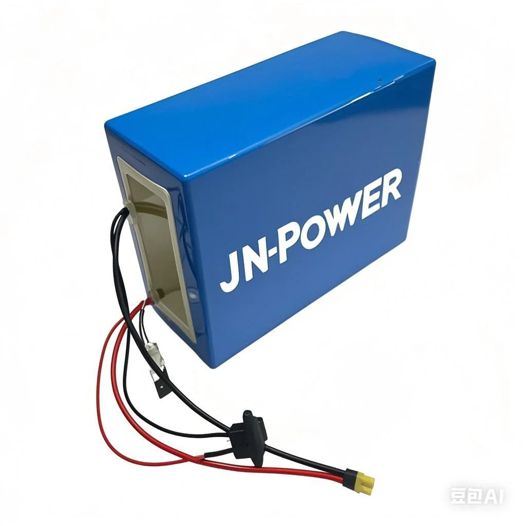 Blue battery pack with 'JN-Power' branding on a white background