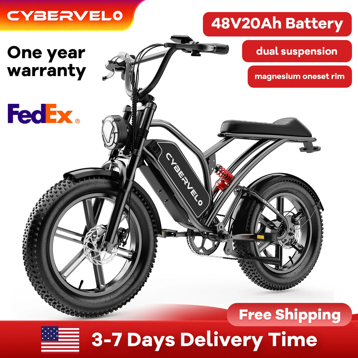 Electric bike with Cybervelo branding on a white background