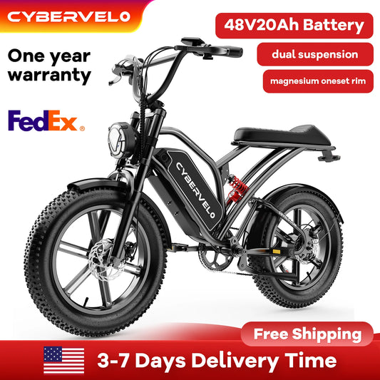 Electric bike with Cybervelo branding on a white background