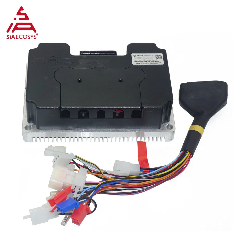 A black electronic control module with a silver heat sink base, shown with attached multicolored wiring and a black connector plug on a white background. The brand name 'SIAECOSYS' is visible in the top-left corner.
