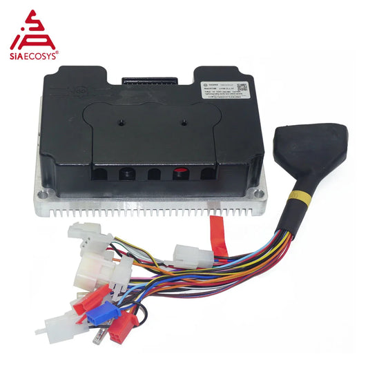A black electronic control module with a silver heat sink base, shown with attached multicolored wiring and a black connector plug on a white background. The brand name 'SIAECOSYS' is visible in the top-left corner.