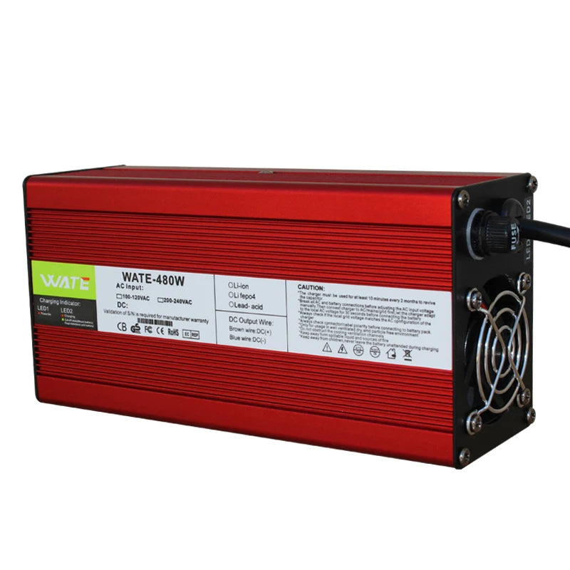 Red power supply unit with WATE branding on a white background