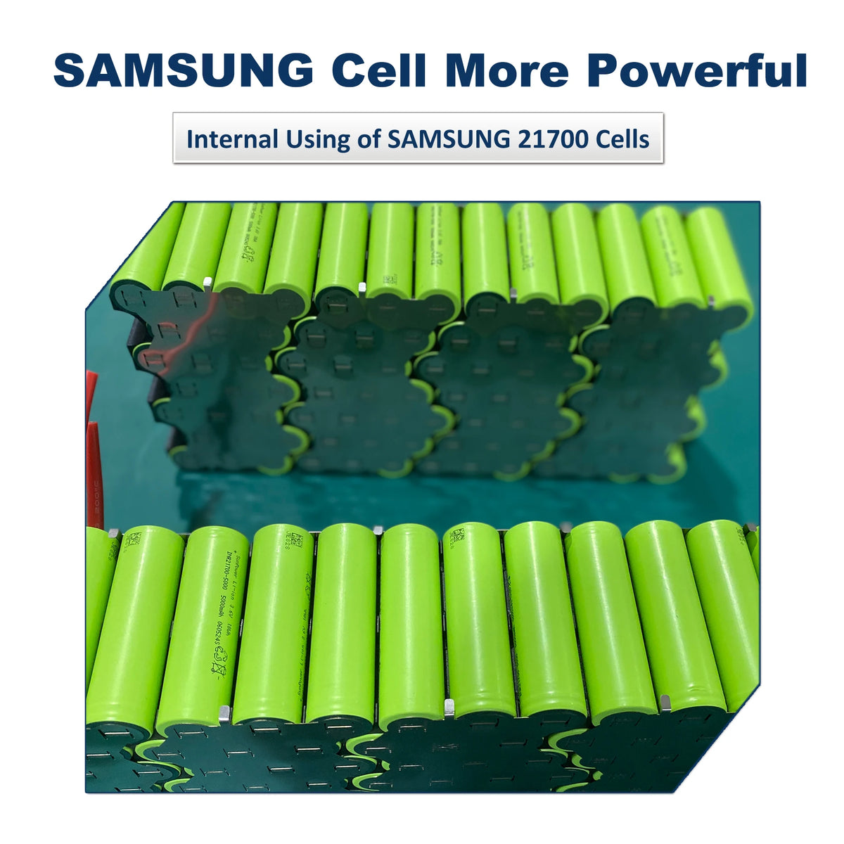 Samsung batteries with text highlighting their power and usage