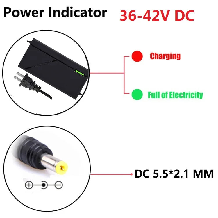 Power indicator diagram showing a black DC power adapter with plug and a DC 5.5*2.