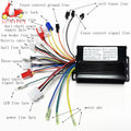 A wiring diagram for a motorcycle throttle and brake controller, showing a black rectangular control module with multiple colored wires and labeled connectors on a white background.