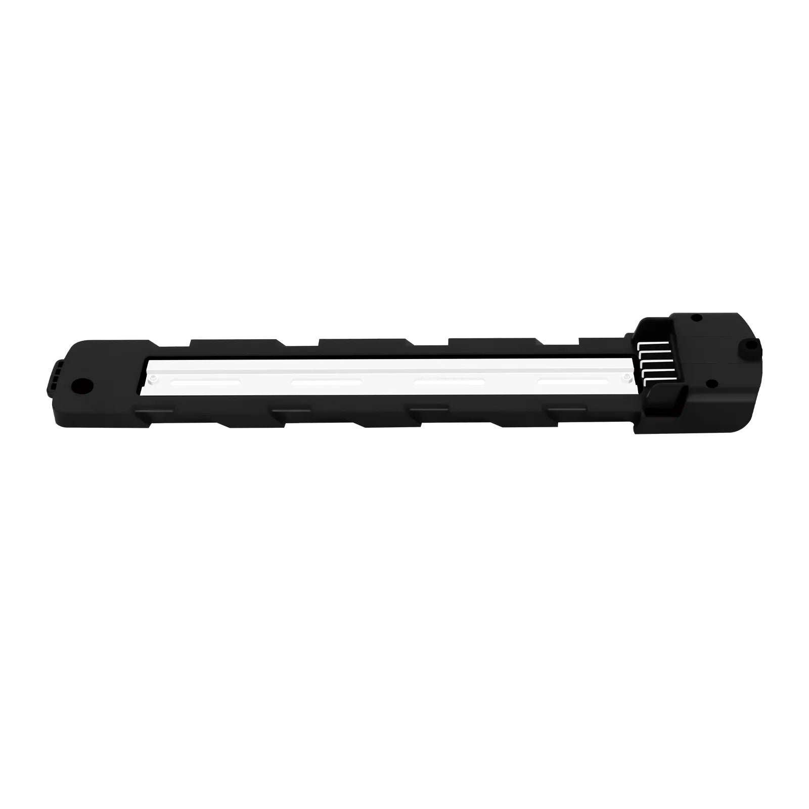A black plastic replacement part, likely a door handle trim or frame component, shown horizontally against a plain white background.